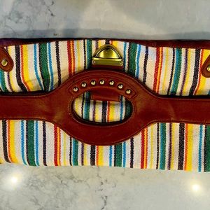 Fabric fold over clutch, large.